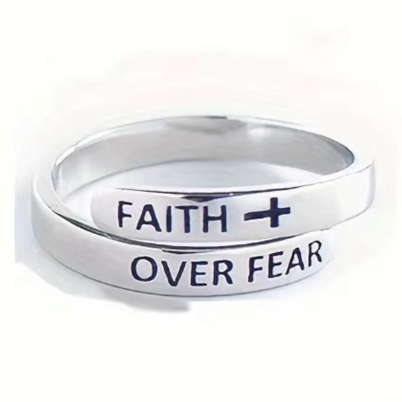 Jewelry - “Faith Over Fear” Inspirational Ring Open One Size Adjustable